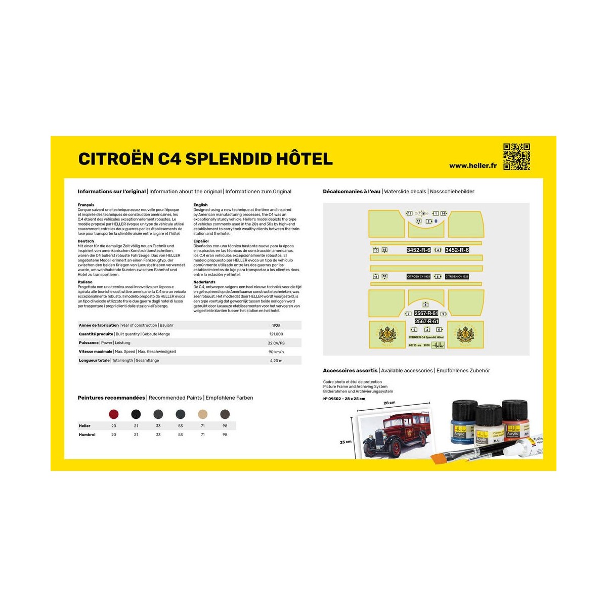 Citroen C4 Splendid Hotel 1/24 Heller + colle et peintures Heller HEL-56713 - 3