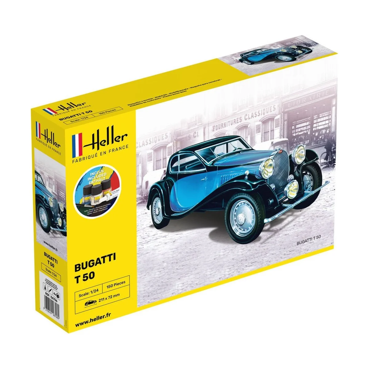 Bugatti T 50 1/24 Heller - glue and paints Heller HEL-56706 - 1 Bugatti T 50 1/24 Heller - glue and paints Heller HEL-56706 - 1