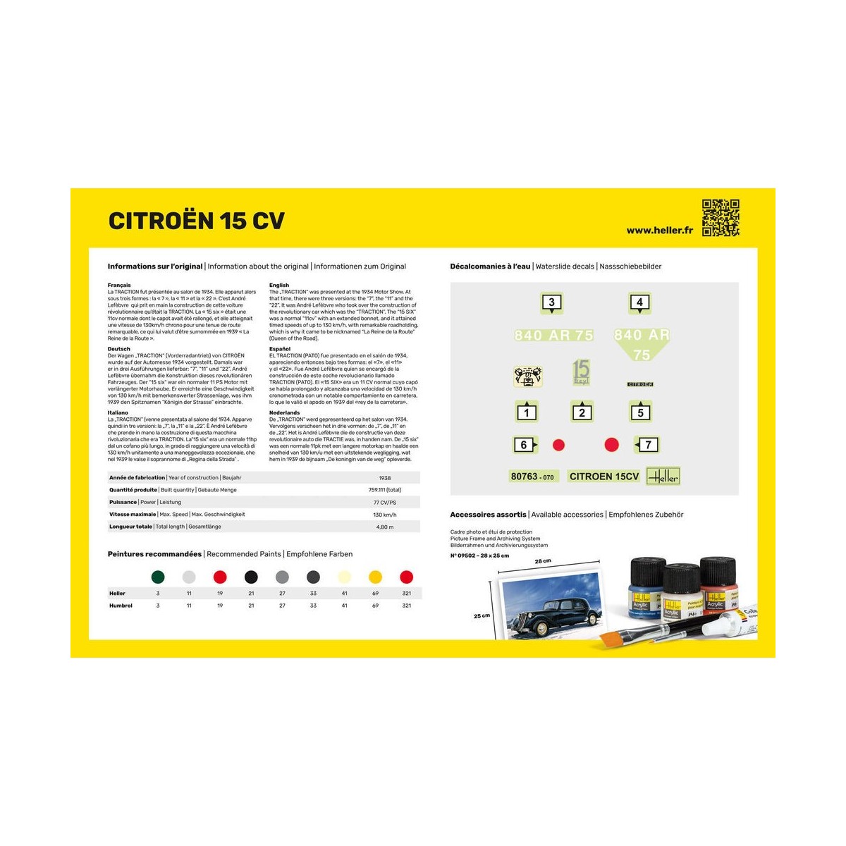 Citroen 15 CV 1/24 Heller - glue and paints Heller HEL-56763 - 3