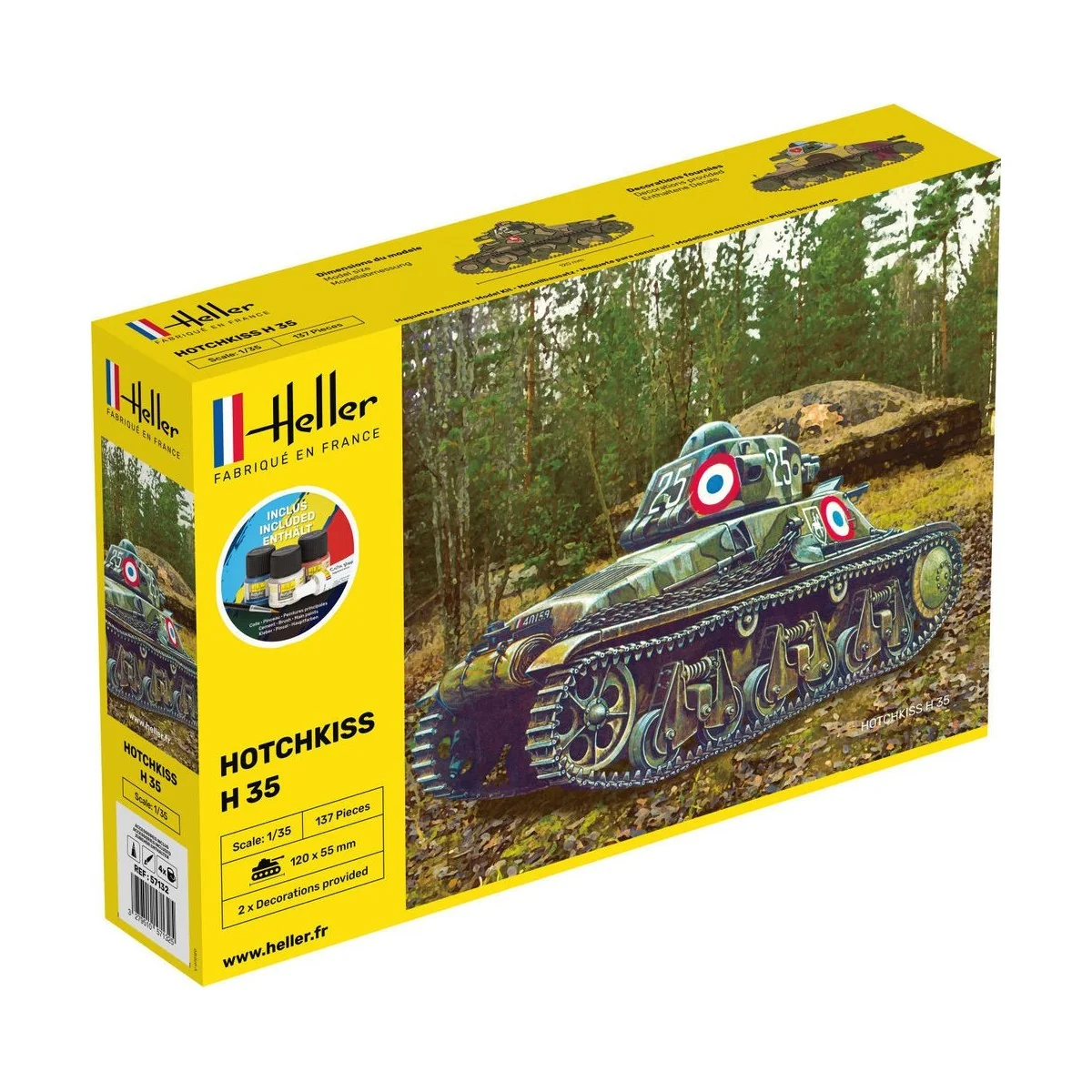 Char HOTCHKISS 1/35 Heller + colle et peintures Heller 57132 - 1 Char HOTCHKISS 1/35 Heller + colle et peintures Heller 57132 - 1