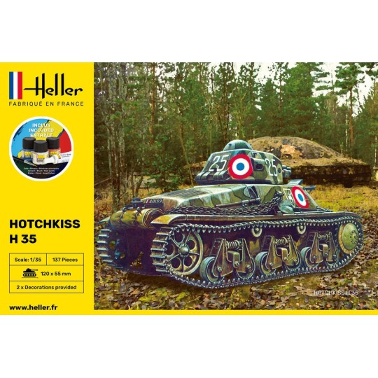 HEL-57132-Char HOTCHKISS 1/35 Heller + colle et peintures