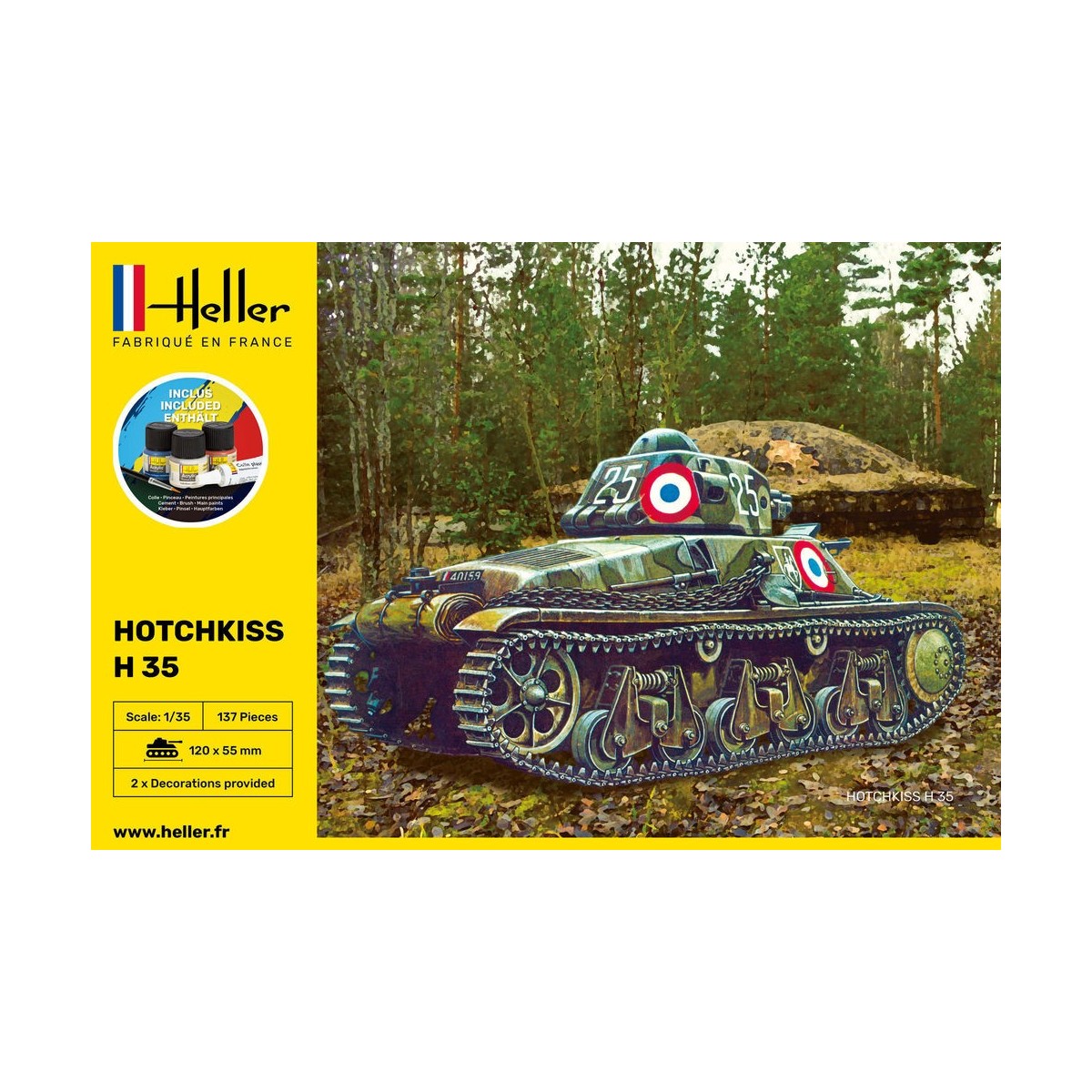 Char HOTCHKISS 1/35 Heller + colle et peintures Heller 57132 - 2