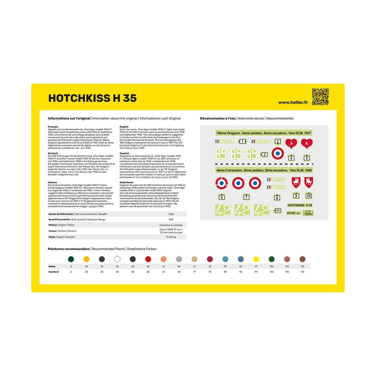 HOTCHKISS 1/35 Heller tank - glue and paints Heller 57132 - 3