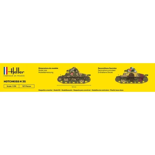 Char HOTCHKISS 1/35 Heller + colle et peintures Heller 57132 - 4 HEL-57132-Char HOTCHKISS 1/35 Heller + colle et peintures - HEL-57132