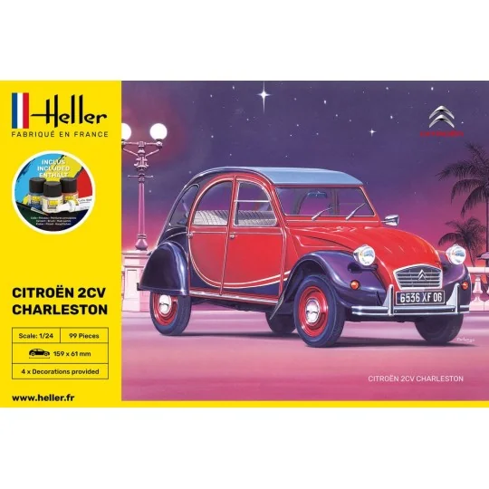 HEL-56766-Citroen 2CV Charleston 1/24 Heller - glue and paints - HEL-56766