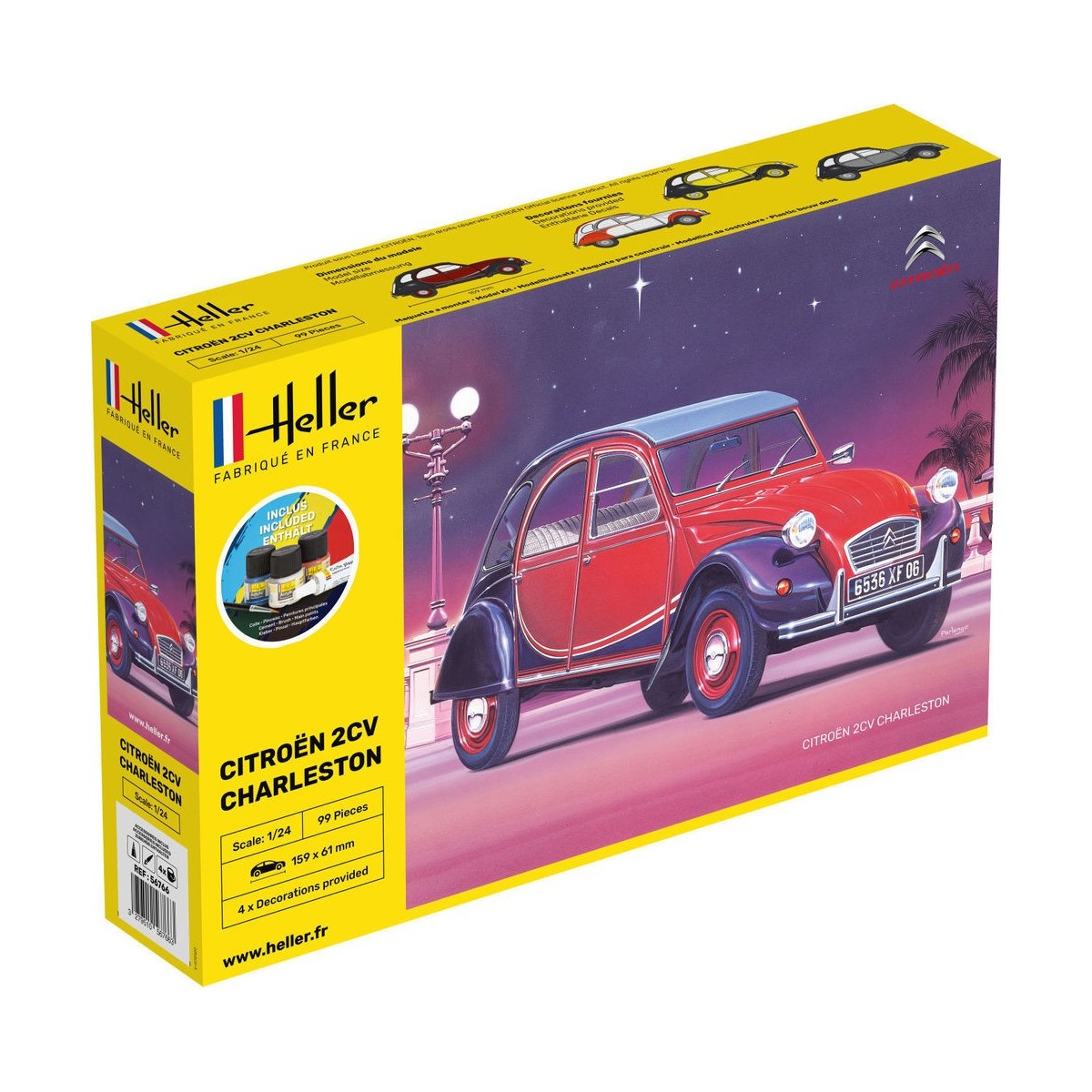 Citroen 2CV Charleston 1/24 Heller + colle et peintures Heller HEL-56766 - 1