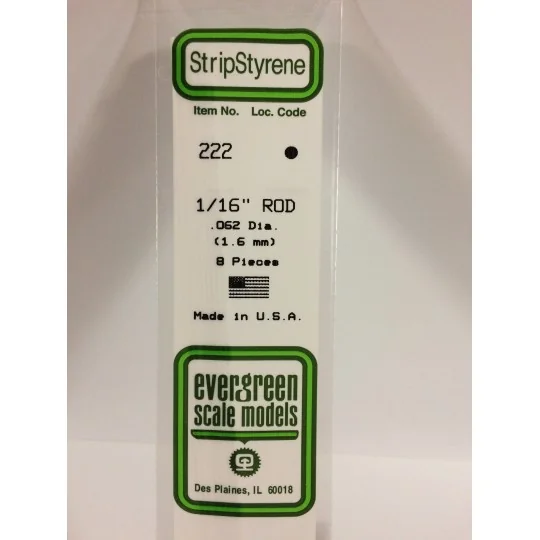 S1370222-Round 1.6x350mm Ref: 222 - Evergreen - S1370222