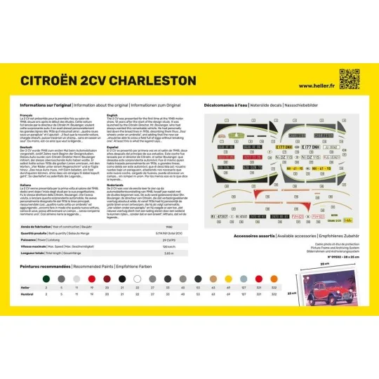HEL-56766-Citroen 2CV Charleston 1/24 Heller - glue and paints - HEL-56766