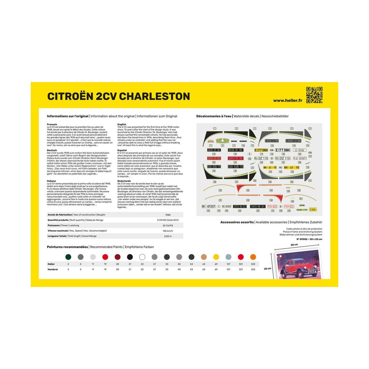 Citroen 2CV Charleston 1/24 Heller - glue and paints Heller HEL-56766 - 3