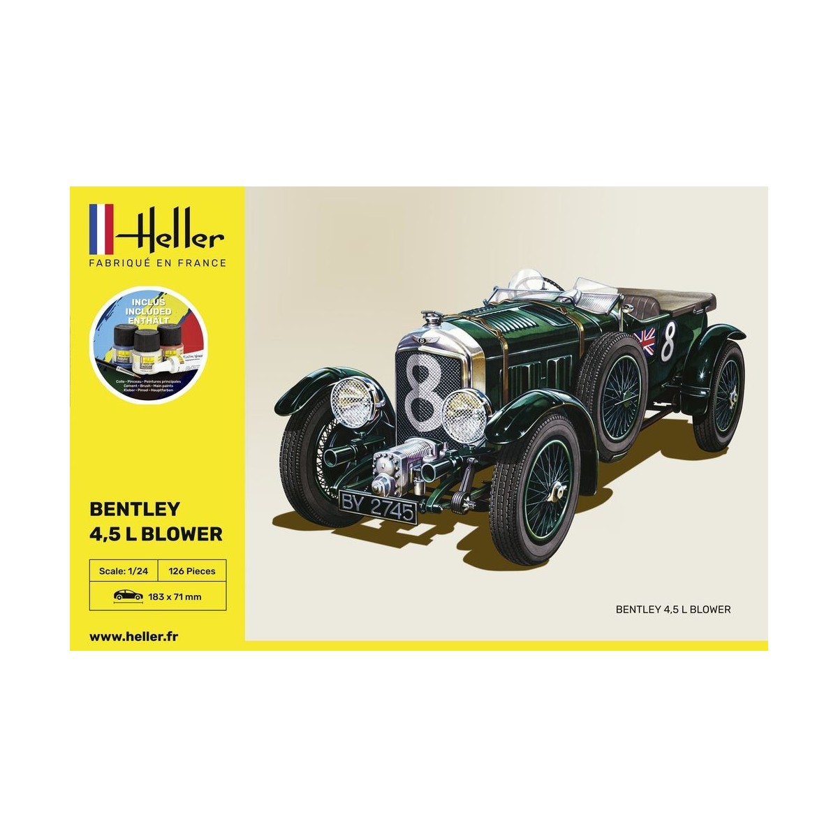 Bentley 4.5L Blower 1/24 Heller - glue and paints Heller HEL-56722 - 2 Bentley 4.5L Blower 1/24 Heller - glue and paints Heller HEL-56722 - 2