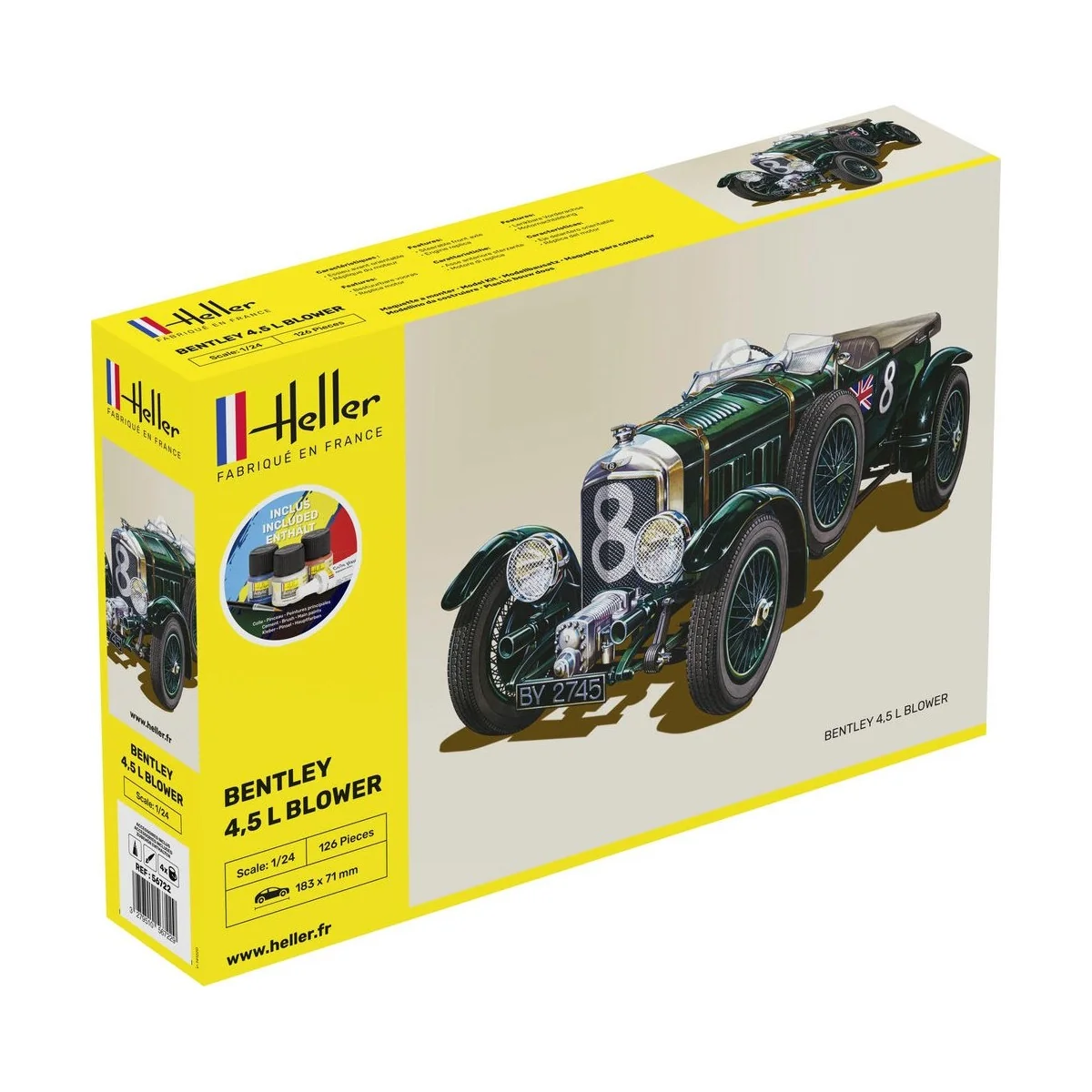 Bentley 4.5L Blower 1/24 Heller - glue and paints Heller HEL-56722 - 1 Bentley 4.5L Blower 1/24 Heller - glue and paints Heller HEL-56722 - 1