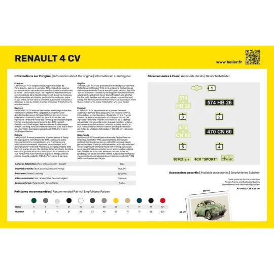 Renault 4 CV 1/24 Heller Heller HEL-80762 - 3 HEL-80762-Renault 4 CV 1/24 Heller - HEL-80762