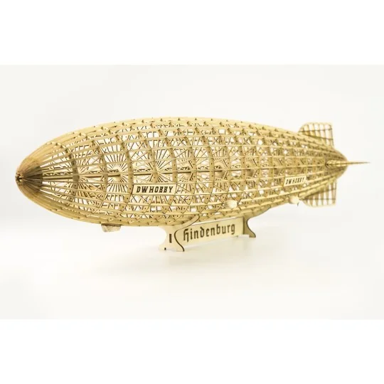 VS33-Dirigeable Zepplin LZ-129 HINDENBURG + VITRINE 1/408 découpe laser bois DW Hobby - VS33