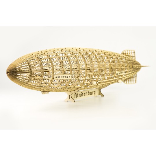 VS33-Dirigeable Zepplin LZ-129 HINDENBURG + VITRINE 1/408 découpe laser bois DW Hobby