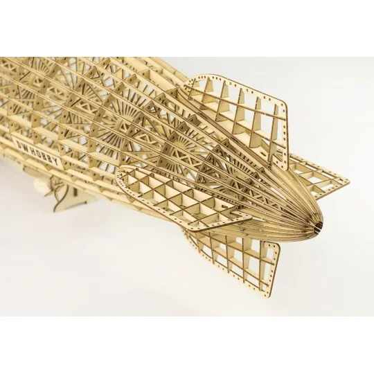 VS33-Dirigeable Zepplin LZ-129 HINDENBURG + VITRINE 1/408 découpe laser bois DW Hobby - VS33
