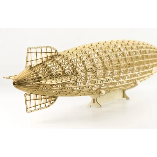 VS33-Dirigeable Zepplin LZ-129 HINDENBURG + VITRINE 1/408 découpe laser bois DW Hobby - VS33