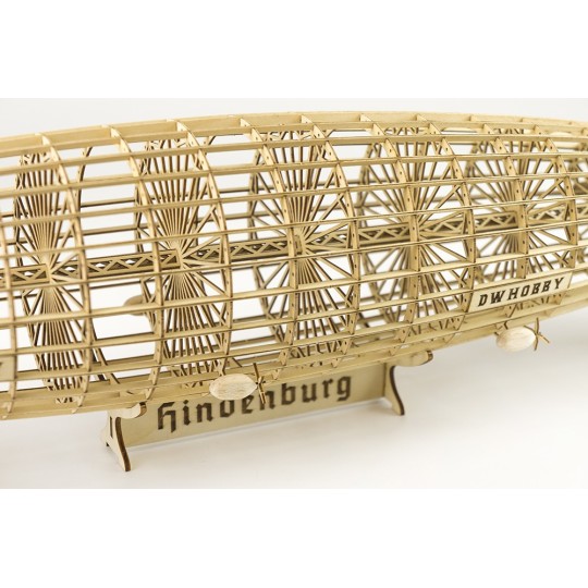 VS33-Dirigeable Zepplin LZ-129 HINDENBURG + VITRINE 1/408 découpe laser bois DW Hobby