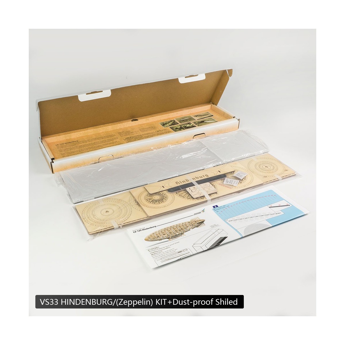 Dirigeable Zepplin LZ-129 HINDENBURG + VITRINE 1/408 découpe laser bois DW Hobby DW Hobby - Dancing Wings Hobby VS33 - 12