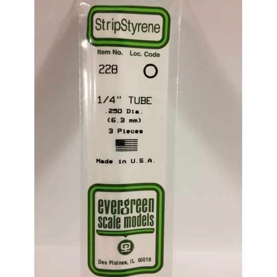 S1370228-Round tube 6.3x350mm Ref: 228 - Evergreen - S1370228