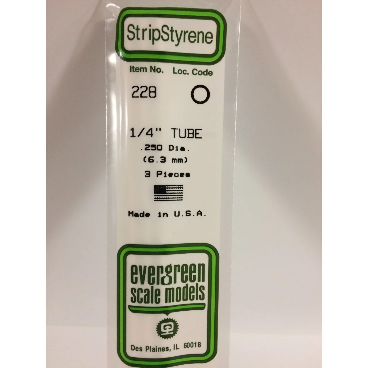 Round tube 6.3x350mm Ref: 228 - Evergreen - S1370228 - S1370228