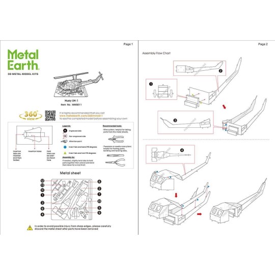 MMS011-Bell HUEY Metal Earth Helicopter