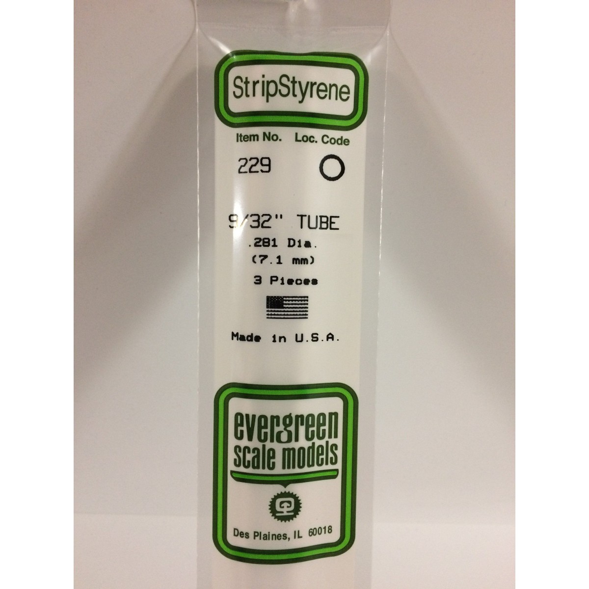 Tube round 7.1x350mm Ref: 229 - Evergreen - S1370229