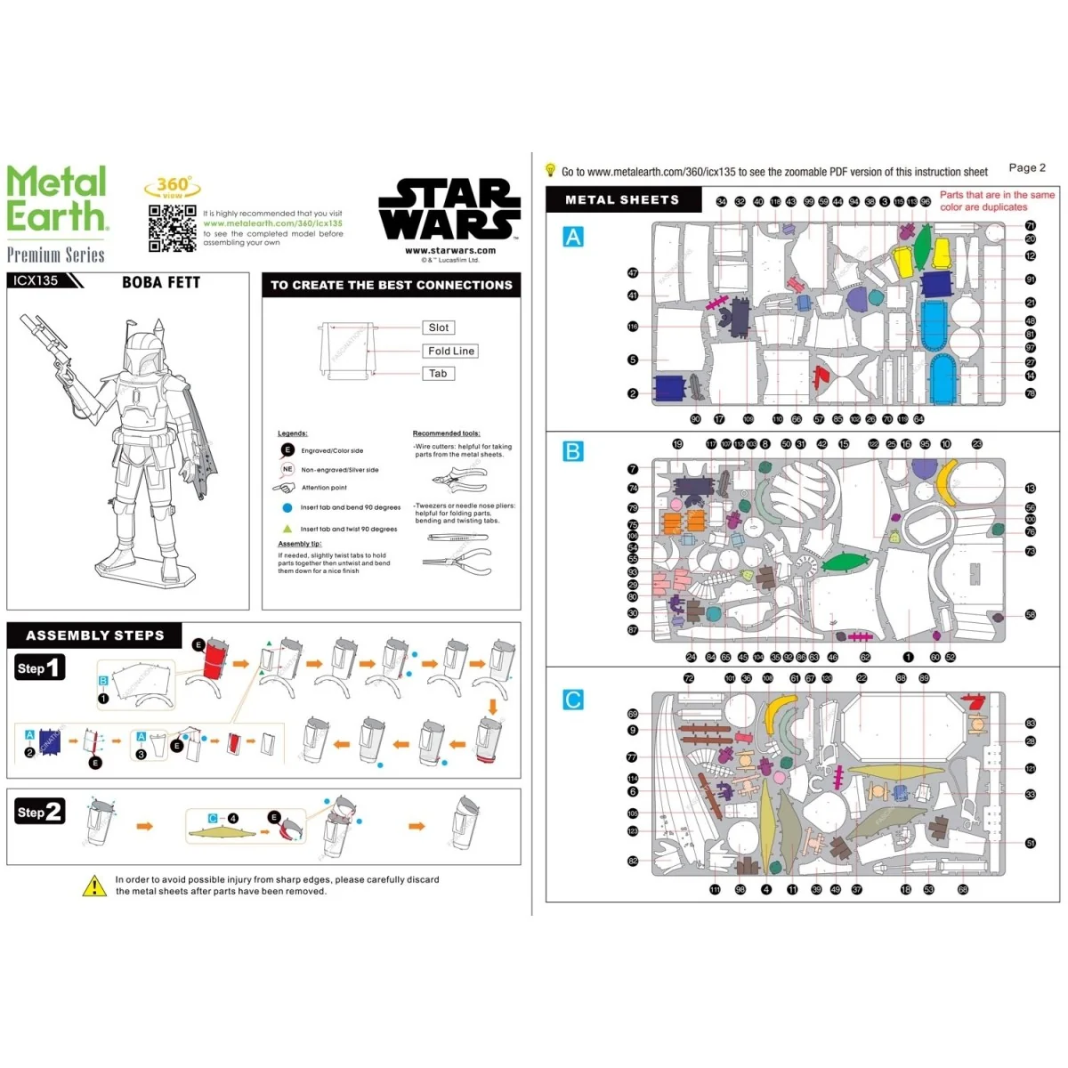 Boba Fett Star Wars Metal Earth Metal Earth ICX135 - 6 Boba Fett Star Wars Metal Earth Metal Earth ICX135 - 6
