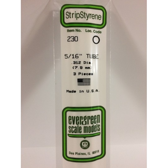 Tube round 7.9x350mm Ref: 230 - Evergreen - S1370230 S1370230-Round tube 7.9x350mm Ref: 230 - Evergreen - S1370230