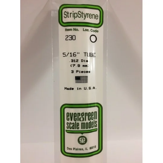 S1370230-Round tube 7.9x350mm Ref: 230 - Evergreen - S1370230