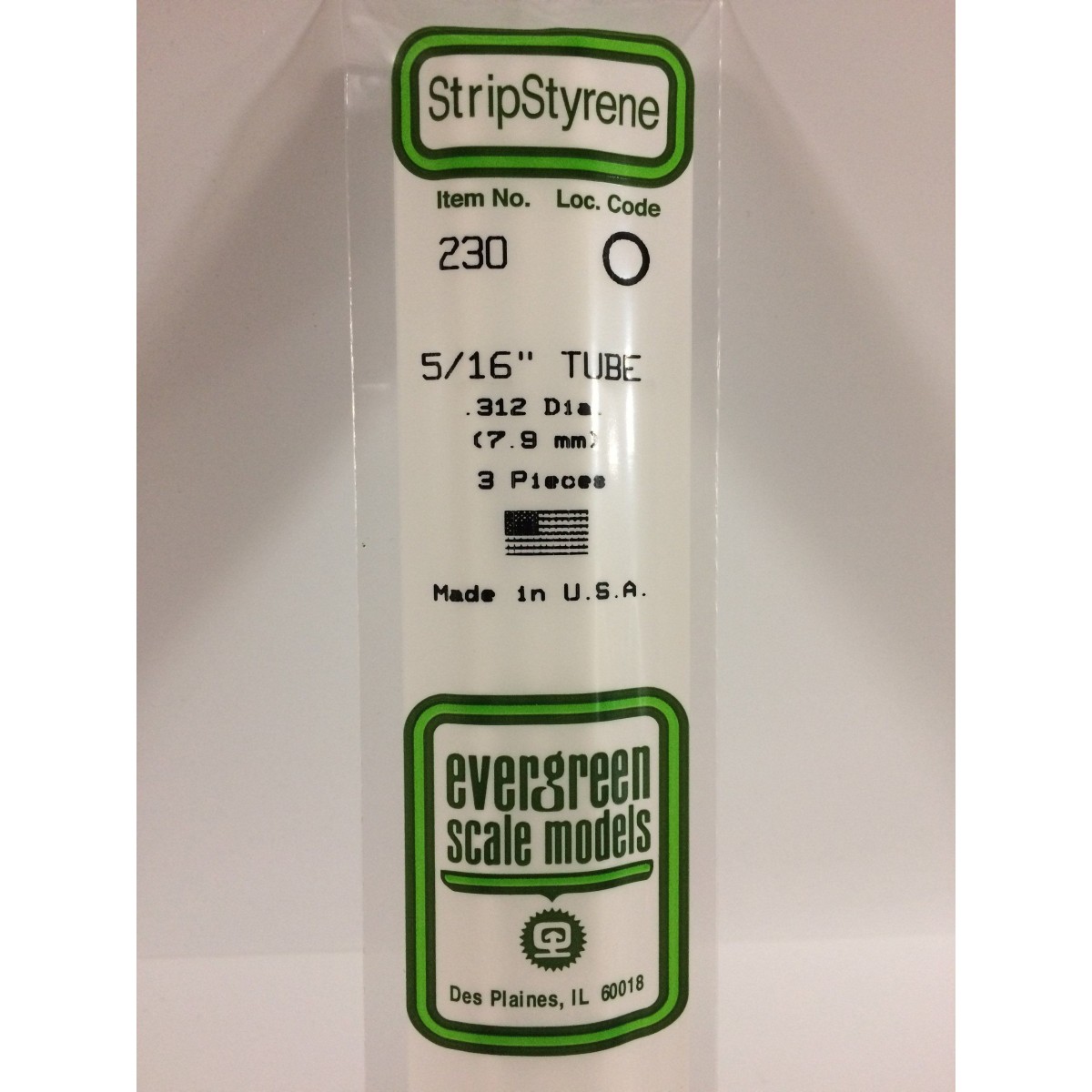 Tube round 7.9x350mm Ref: 230 - Evergreen - S1370230 Tube round 7.9x350mm Ref: 230 - Evergreen - S1370230
