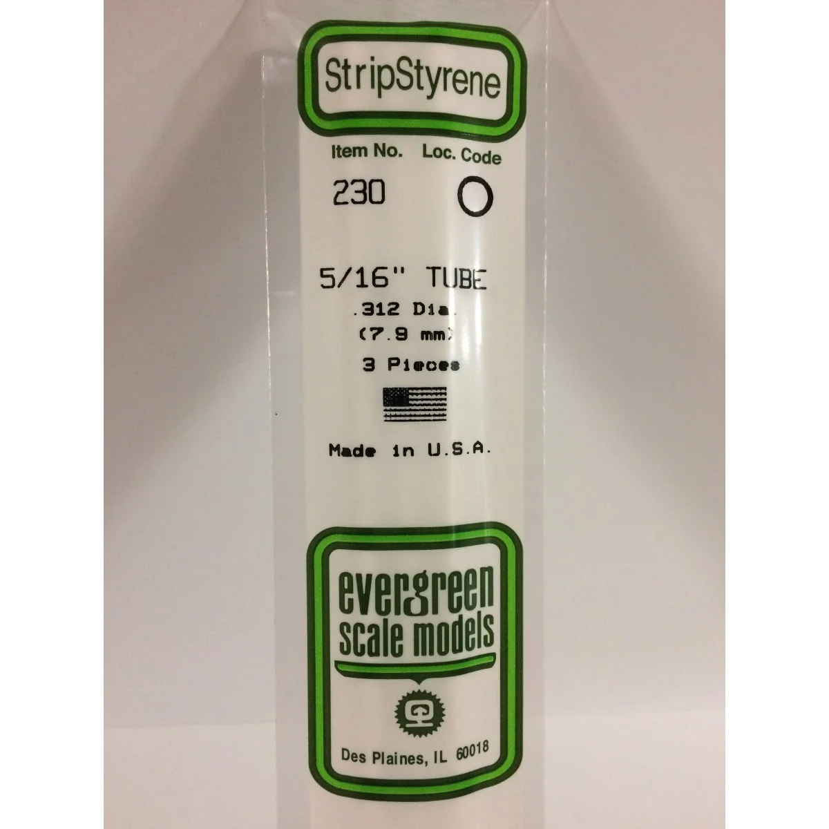 Round tube 7.9x350mm Ref: 230 - Evergreen - S1370230 - S1370230