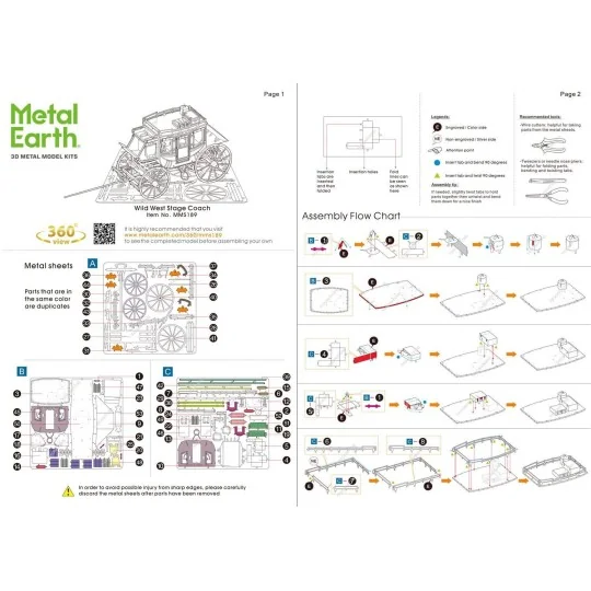 MMS189-Far West Metal Earth Closed Carriage - MMS189