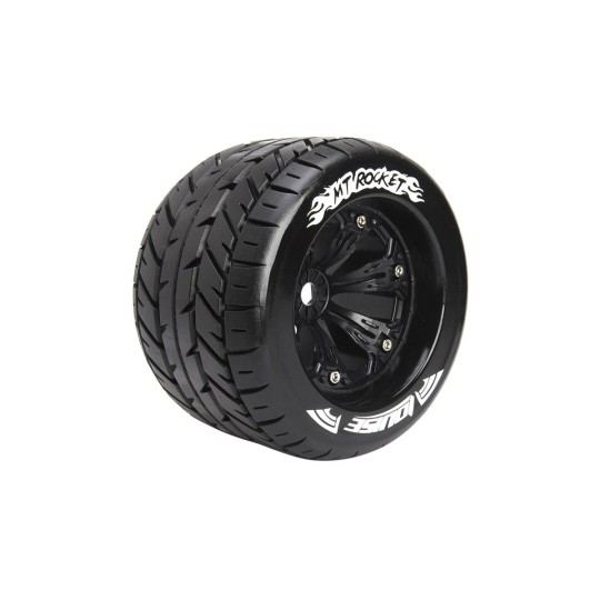 LR-T3217BH-Pneus MT-Rocket + Jantes 3.8" Noir 1/8 (x2) Louise RC - LR-T3217BH