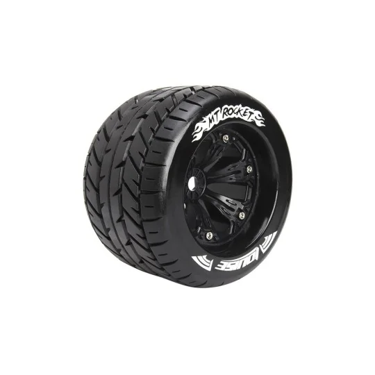 LR-T3217BH-Mt-Rocket Tires - Rims 3.8" Black 1/8 (x2) Louise RC - LR-T3217BH