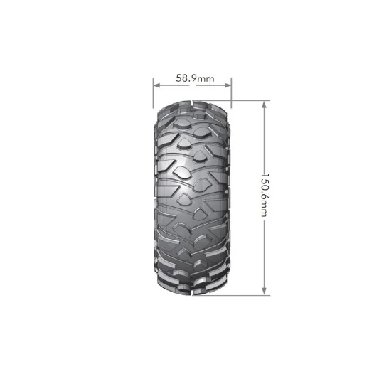 L-T3238VBC-CR-Rowdy Tires + 2.2" Black Chrome 1/8 (x2) Louise RC Rims - L-T3238VBC