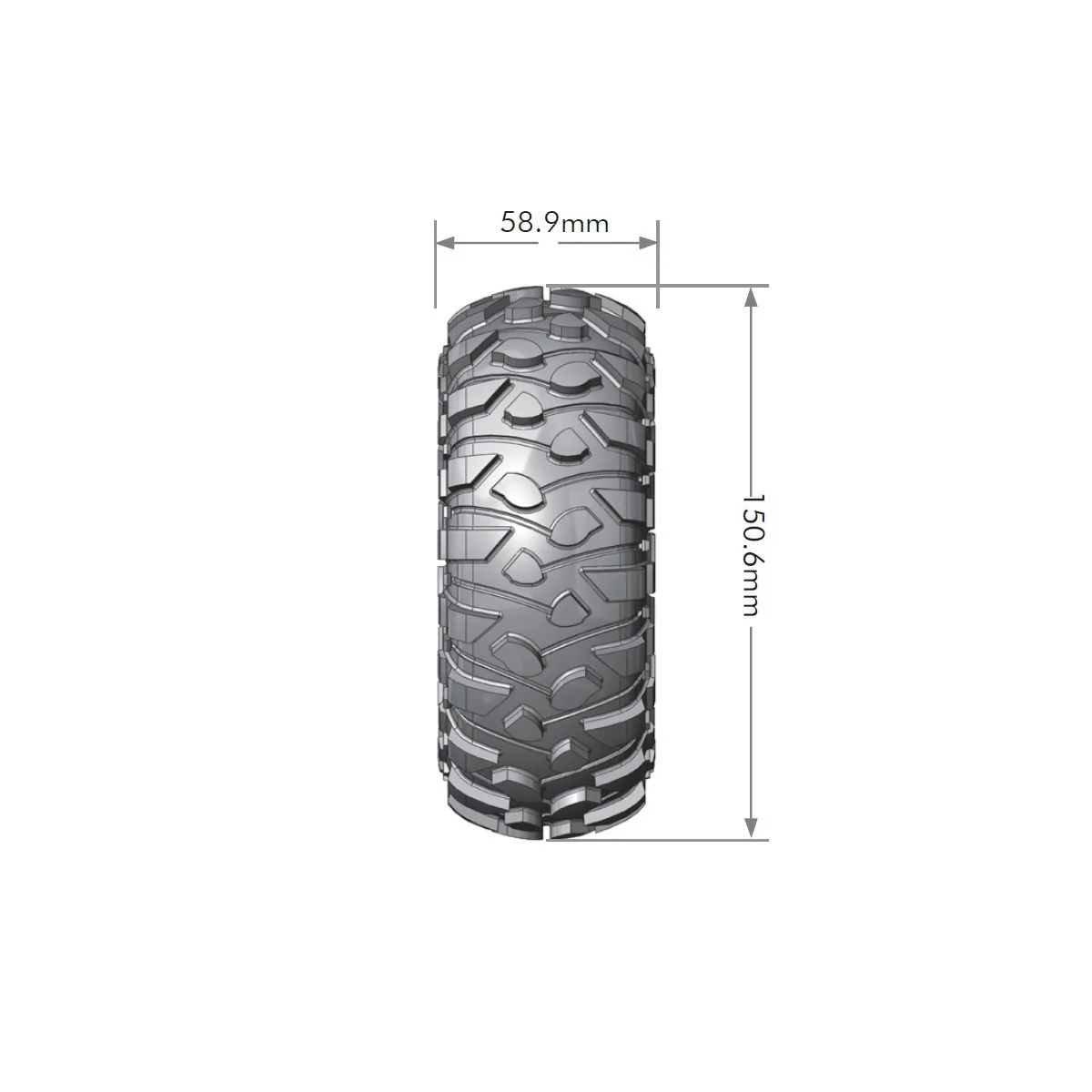 CR-Rowdy Tires + 2.2" Black Chrome 1/8 (x2) Louise RC Rims Louise RC L-T3238VBC - 2