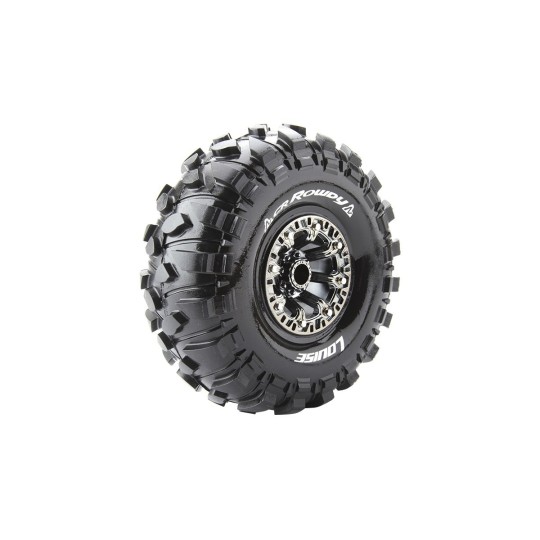 L-T3238VBC-CR-Rowdy Tires + 2.2" Black Chrome 1/8 (x2) Louise RC Rims - L-T3238VBC