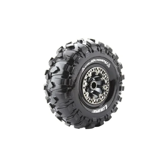CR-Rowdy Tires + 2.2" Black Chrome 1/8 (x2) Louise RC Rims Louise RC L-T3238VBC - 1 L-T3238VBC-CR-Rowdy Tires + 2.2" Black Chrome 1/8 (x2) Louise RC Rims - L-T3238VBC