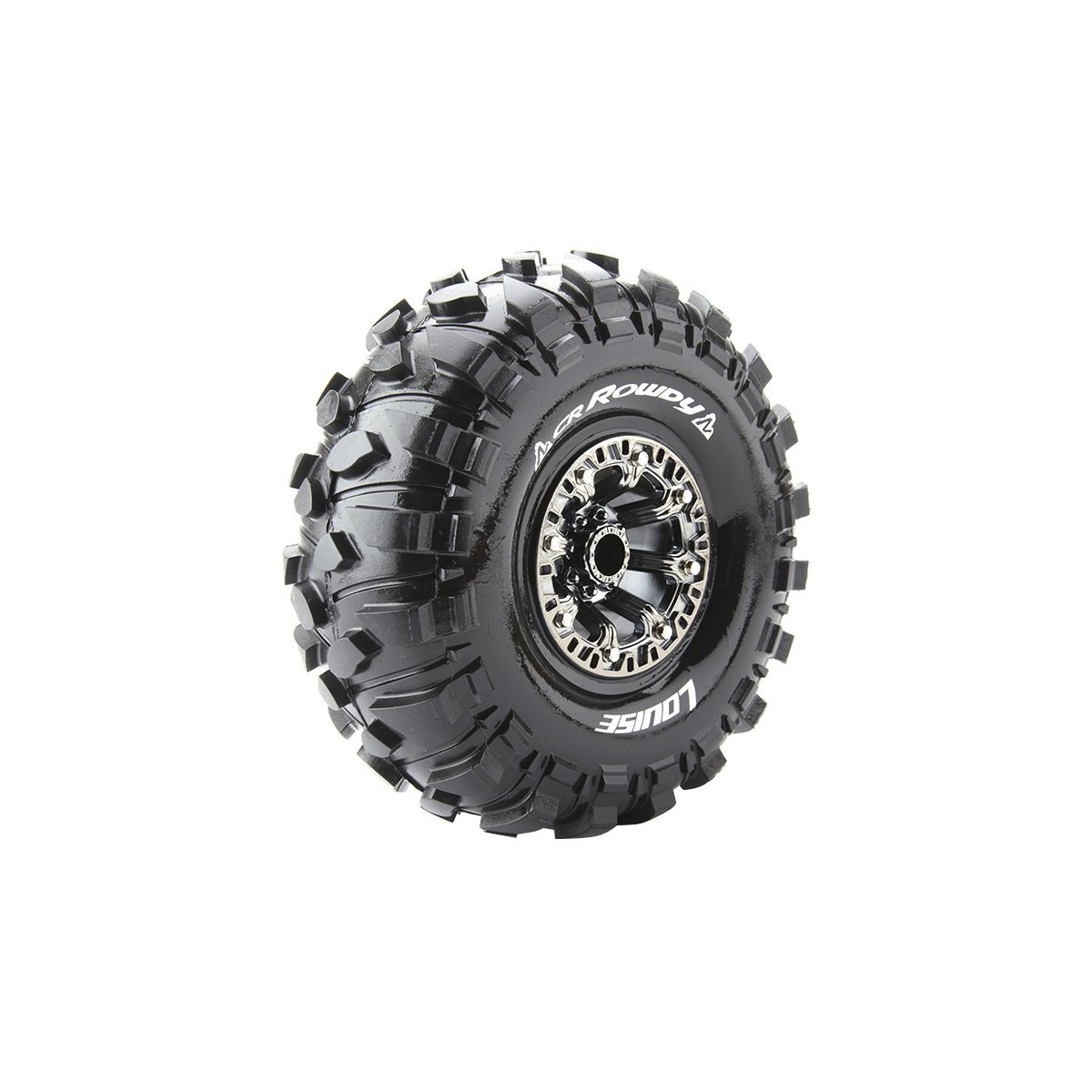 CR-Rowdy Tires + 2.2" Black Chrome 1/8 (x2) Louise RC Rims Louise RC L-T3238VBC - 1