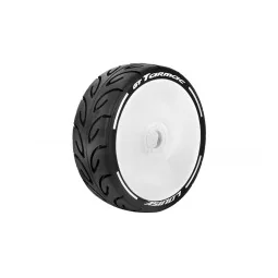 Pneus GT-Tarmac + Jantes pleines Blanches 1/8 (x2) Louise RC Louise RC LR-T3285VW - 1