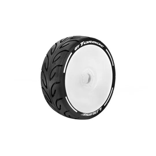 LR-T3285VW-GT-Tarmac tires - White full rims 1/8 (x2) Louise RC - LR-T3285VW