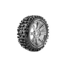 Pneus B-Ulldoze + Jantes batons Chrome Noir 1/8 (x2) Louise RC Louise RC LR-T324SBC - 1