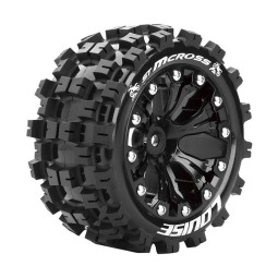 Pneus ST-Mcross + Jantes batons Noir 1/10 (x2) Louise RC Louise RC L-T3272SB - 1