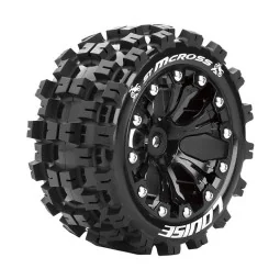 Pneus ST-Mcross + Jantes batons Noir 1/10 (x2) Louise RC Louise RC L-T3272SB - 1