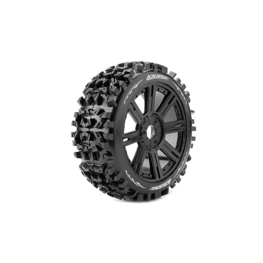 L-T3130SB-B-Pioneer tires + Black stick rims 1/8 (x2) Louise RC