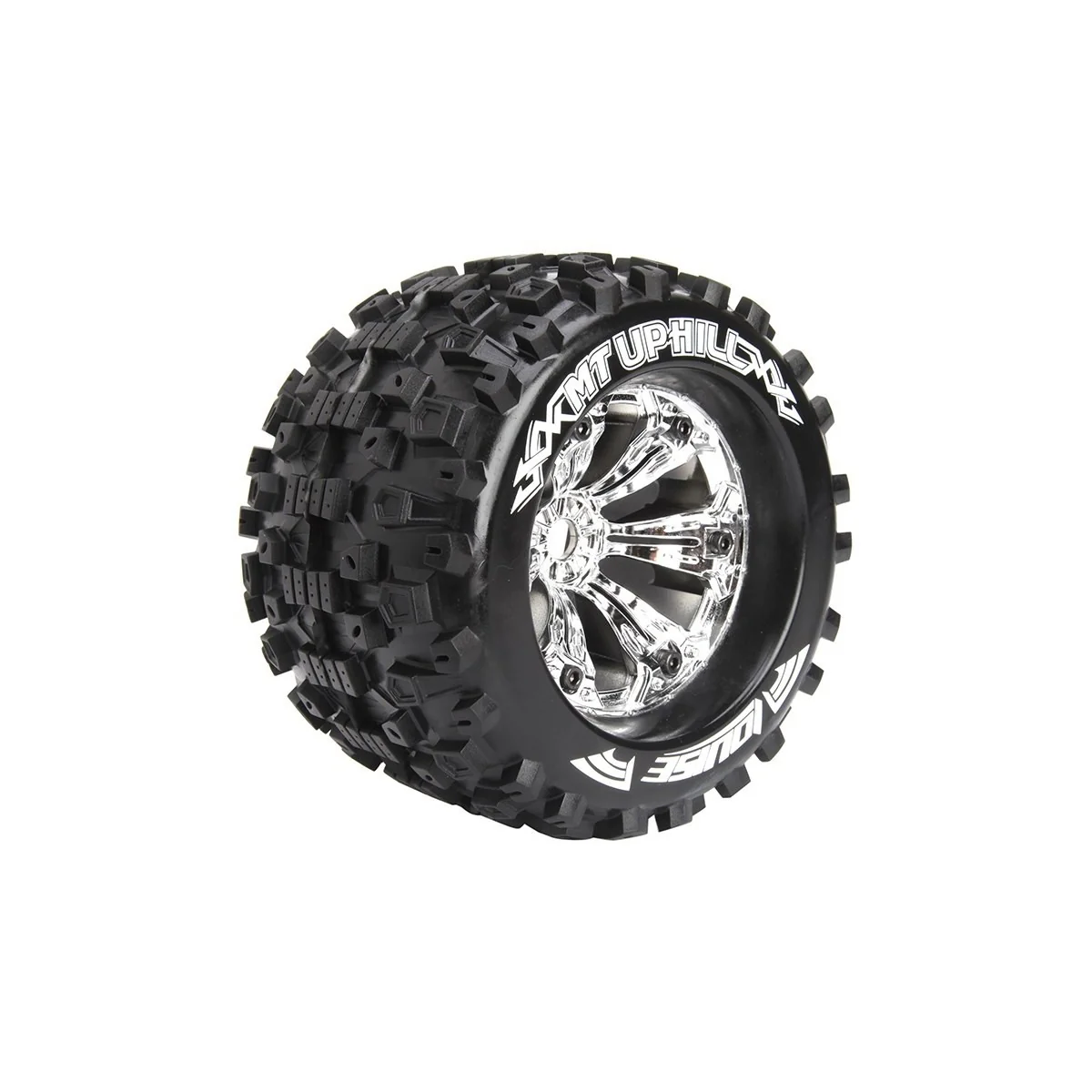 Pneus MT-Uphill + Jantes 3.8" Chrome 1/8 (x2) Louise RC Louise RC LR-T3219CH - 1