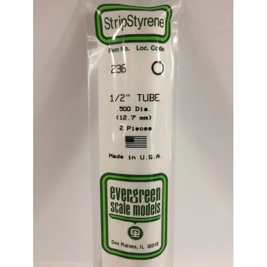 S1370236-Round tube 12.7x350mm Ref: 236 - Evergreen - S1370236