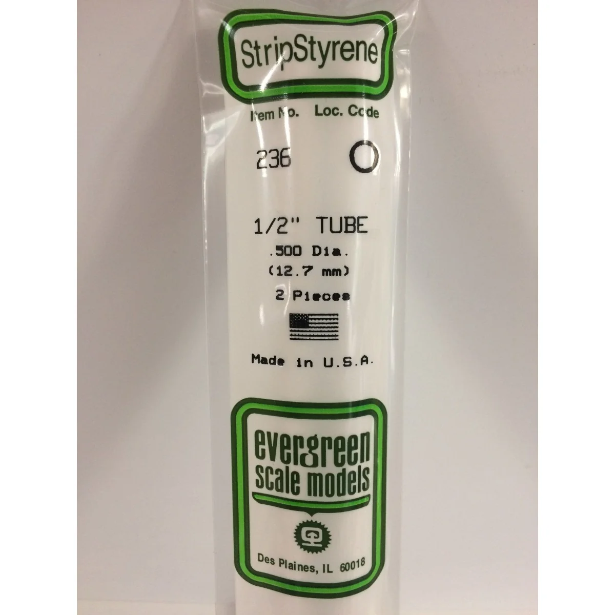 Tube round 12.7x350mm Ref: 236 - Evergreen - S1370236