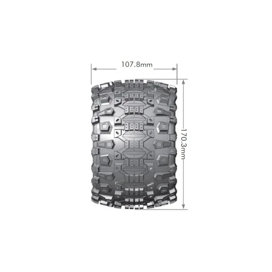 LR-T3219CH-MT-Uphill Tires - Rims 3.8" Chrome 1/8 (x2) Louise RC - LR-T3219CH