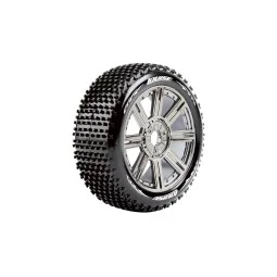 Pneus B-Hornet + Jantes batons Chrome Noir 1/8 (x2) Louise RC Louise RC LR-T3150SBC - 1